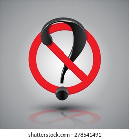 Question mark with No sign. Vector illustration.