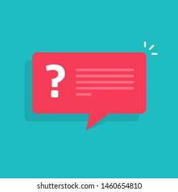 Question mark notification bubble speech vector notice sign, flat cartoon question or answer message balloon icon or pictogram isolated