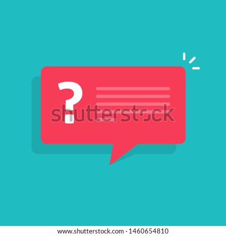 Question mark notification bubble speech vector notice sign, flat cartoon question or answer message balloon icon or pictogram isolated