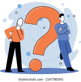 Marcador de interrogación, obteniendo información de interés. Metáfora del concepto de problema y solución. Ayuda de FAQ. Decisión de la tarea de información, hacer preguntas y recibir respuestas, pintar la escala de señalización de la decisión de dudas
