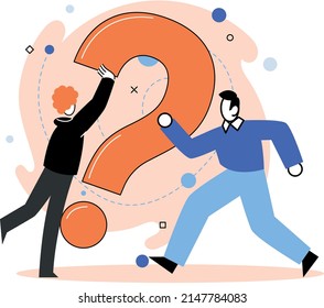Marcador de interrogación, obteniendo información de interés. Metáfora del concepto de problema y solución. Ayuda de FAQ. Decisión de la tarea de información, hacer preguntas y recibir respuestas, pintar la escala de señalización de la decisión de dudas