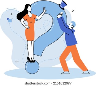 Marcador de interrogación, obteniendo información de interés. Metáfora del concepto de problema y solución. Ayuda de FAQ. Decisión de la tarea de información, hacer preguntas y recibir respuestas, pintar la escala de señalización de la decisión de dudas