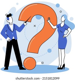 Fragezeichen, Erlangung von Informationen von Interesse. Metapher für Problem- und Lösungskonzepte. FAQ-Hilfe. Entscheidung über die Informationsaufgabe, Fragen und Antworten, Anstrich Leiter Zeichen Entscheidung der Zweifel