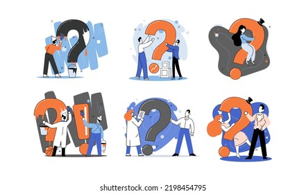 Question mark, obtaining information of interest. Problem and solution concept metaphor. FAQ help. Decision of information task, ask questions and receive answers, paint ladge sign decision of doubts