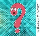 question mark on background pop art groovy cartoon for design web, print.Vector