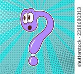 question mark on background pop art groovy cartoon for design web, print.Vector