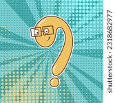 question mark on background pop art groovy cartoon for design web, print.Vector
