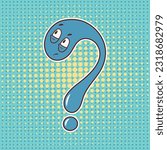 question mark on background pop art groovy cartoon for design web, print.Vector