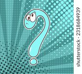 question mark on background pop art groovy cartoon for design web, print.Vector