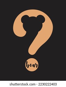 signo de interrogación sobre el arte de ilustración de silueta de oso