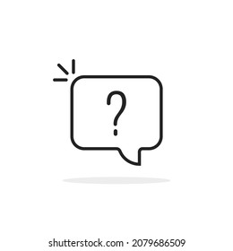 question mark on black thin line speech bubble. stroke art trend modern web quick tips logotype graphic outline design isolated on white. concept of search and find decision or did you know message