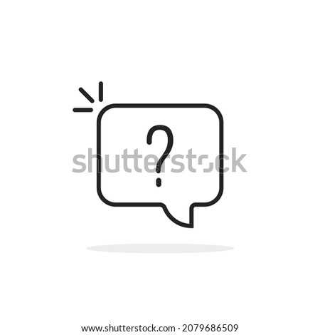 question mark on black thin line speech bubble. stroke art trend modern web quick tips logotype graphic outline design isolated on white. concept of search and find decision or did you know message