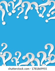 Question mark on blue background.  paper art style. vector.