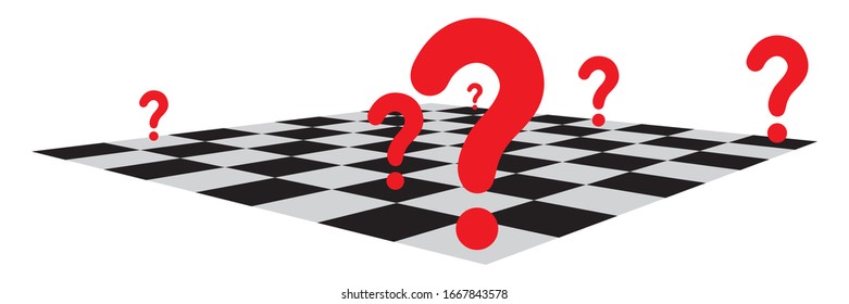 The Question Mark On A Chessboard In Perspective. The Question Mark Vector Illustration