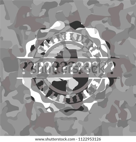 Question Mark on grey camo pattern
