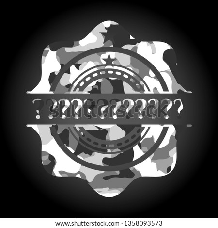 Question Mark on grey camo pattern