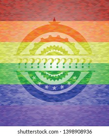 Question Mark on mosaic background with the colors of the LGBT flag