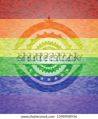 Question Mark on mosaic background with the colors of the LGBT flag