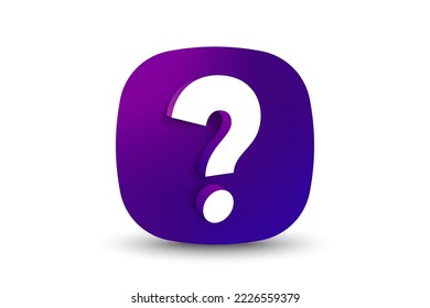 Fragezeichen auf dem Neongradienten-Button. 3D-Symbol suchen. Fragen Sie nach FAQ, Support und Spiel-Quiz. Internet-Web-Button mit Fragezeichen. Neon 3d Quadrat-Taste. Vektorgrafik