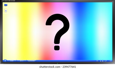 Question mark on the screen monitor. Made vector illustration