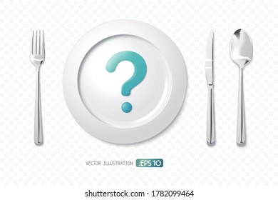 Question mark on tableware hint what do you eat every day EPS10 vector illustration