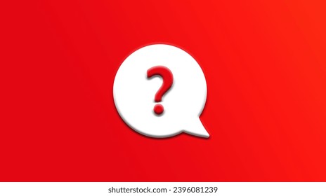 Question mark on a text balloon or speaking bubble with gradient red background. Text bubble and question mark concept web vector illustrarion.