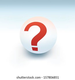 question mark on white ball, 3d like vector 
