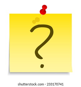 Question mark on yellow sticky note, vector eps10 illustration