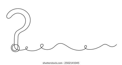 Signo de interrogación de una línea de arte, dibujado a mano haciendo signo, idea contorno continuo. Concepto de preguntas frecuentes de la consulta, encontrar respuesta. Trazo editable. Aislado. Ilustración vectorial