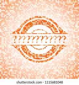 Question Mark orange mosaic emblem with background