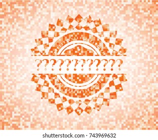 Question Mark orange mosaic emblem with background
