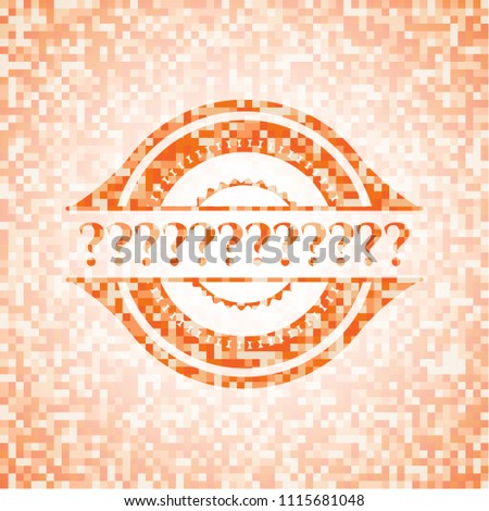 Question Mark orange mosaic emblem with background