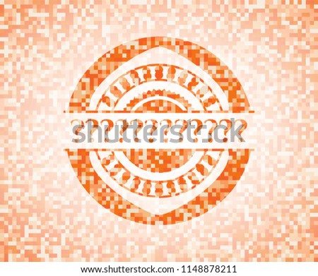 Question Mark orange mosaic emblem with background