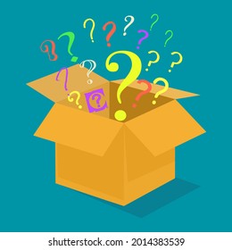Question mark out of the box. The idea is outside the box. vector illustration