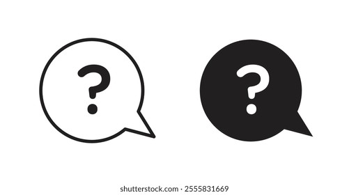 Question mark outlined and solid icon vector collection.