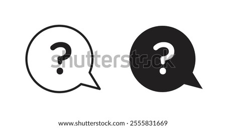 Question mark outlined and solid icon vector collection.