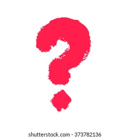Question mark painted with a dry brush. Hand drawn font. Vector grunge style design elements for use in posters or prints.