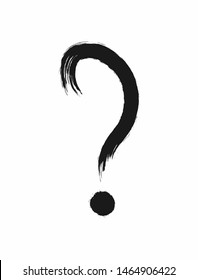 Question mark painted with watercolor brush. Grunge icon, logo, symbol. Vector illustration.