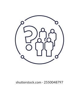 Signo de interrogación e ícono de personas, diseño de Vector de línea