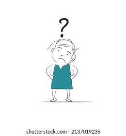 question mark and person.
Doodle style character. An illustration of simple human movements and emotions.