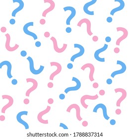 Question mark pink and blue baby gender reveal background wallpaper vector