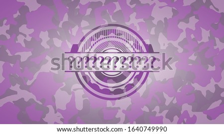 Question Mark pink and purple on camo texture. Vector Illustration. Detailed.