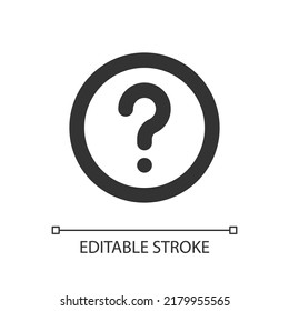 Question mark pixel perfect linear ui icon. Identify unknown device. Support. Fix problem. GUI, UX design. Outline isolated user interface element for app and web. Editable stroke. Arial font used