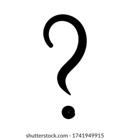 Question mark. Punctuation mark. Doodle style and black color. Hand drawn. Black icon isolated on white background. Vector EPS 10. Elements for business infographic. 