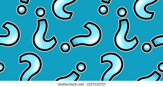 Question mark punctuation mark, vector seamless pattern in the style of doodles, hand drawn