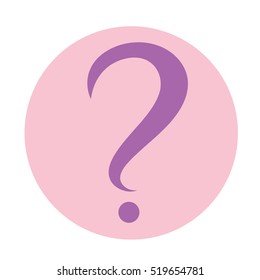Question mark in purple circle. Vector icon. Flat design