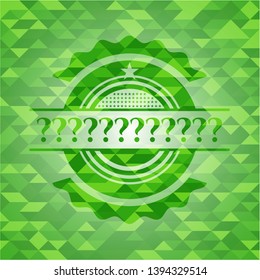 Question Mark realistic green mosaic emblem. Vector Illustration. Detailed.