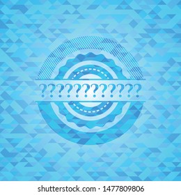 Question Mark realistic sky blue emblem. Mosaic background