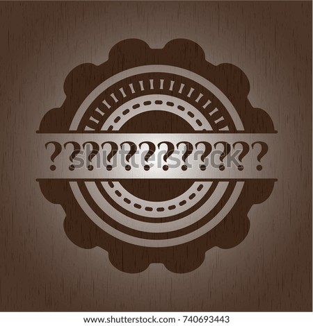 Question Mark realistic wood emblem