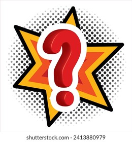 question mark red, 3d, vector illustration 